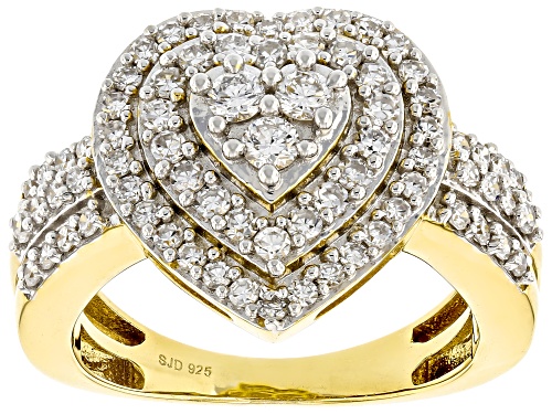 Prazana® Lab-Grown Diamonds 1.00ctw Lab-Grown Diamond 14k Yellow Gold Over Silver Heart Ring, H SI - Size 6