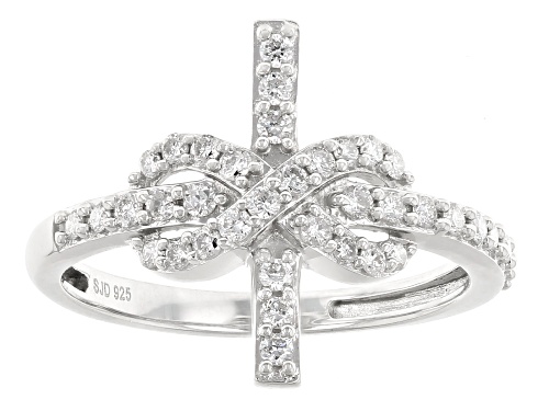Prazana® Lab-Grown Diamonds 0.45ctw Lab-Grown Diamond Rhodium Over Sterling Silver Cross Ring, H SI - Size 7
