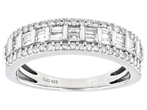 Prazana® Lab-Grown Diamonds 0.50ctw Lab-Grown Diamond Rhodium Over Sterling Silver Band Ring, H SI - Size 7