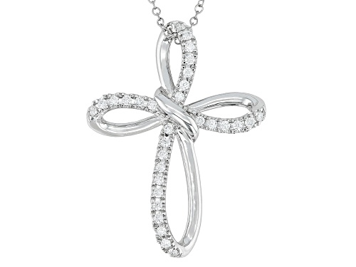 Prazana® Lab-Grown Diamonds 0.50ctw Lab-Grown Diamond Rhodium Over Sterling Silver Pendant, G SI