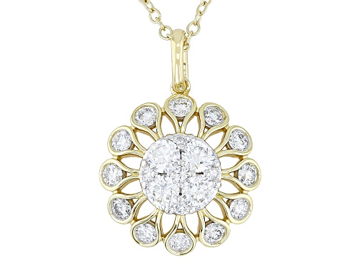 Prazana® Lab-Grown Diamonds 1.00ctw Lab-Grown Diamond 14k Yellow Gold Over Silver Pendant, G SI