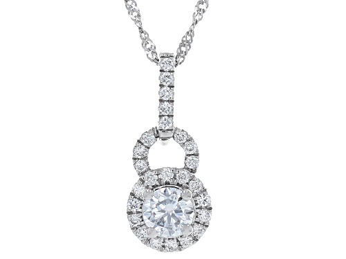 Prazana® Lab-Grown Diamonds 0.75ctw White Diamond Rhodium Over Sterling Silver Pendant, G-H SI