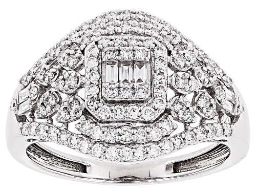 Prazana® Lab-Grown Diamonds 0.66ctw White Diamond Rhodium Over Sterling Silver Ring, H SI - Size 8