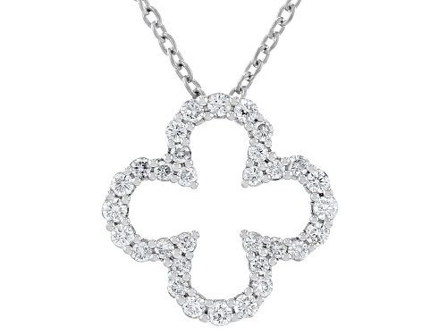 Prazana® Lab-Grown Diamonds 0.45ctw White Diamond Rhodium Over Silver Clover Pendant, H SI