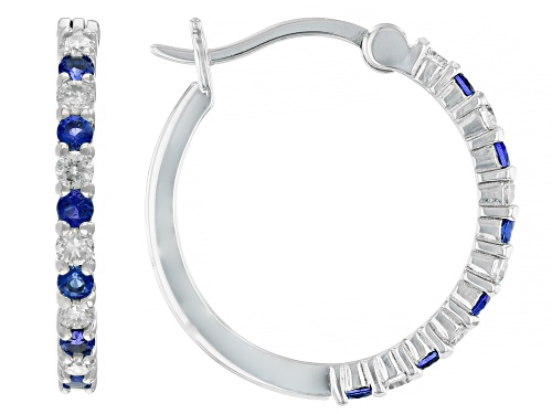 Prazana® Lab-Grown Diamonds 0.96ctw Lab Sapphire & White Diamond Rhodium Over Silver Earrings