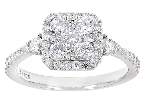Prazana® Lab-Grown Diamonds 0.95ctw White Diamond Rhodium Over Sterling Silver Ring, G-H SI - Size 8