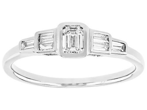 Prazana® Lab-Grown Diamonds 0.38ctw White Diamond Rhodium Over Sterling Silver Ring, H SI - Size 7