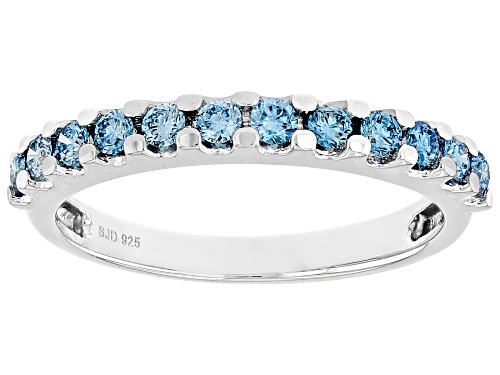 Prazana® Lab-Grown Diamonds 0.45ctw Blue Diamond Rhodium Over Sterling Silver Ring, SI - Size 7