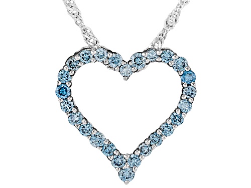 Prazana® Lab-Grown Diamonds 0.55ctw Blue Diamond Rhodium Over Sterling Silver Pendant, SI