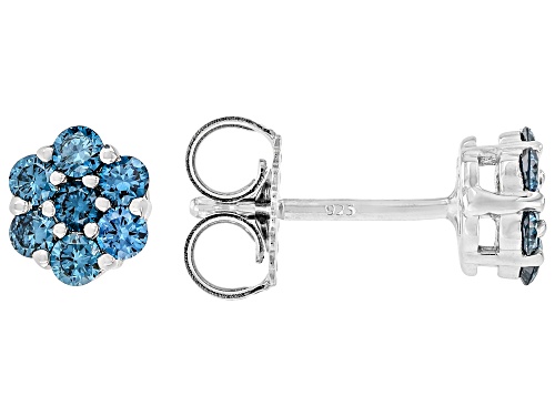 Prazana® Lab-Grown Diamonds 0.55ctw Blue Diamond Rhodium Over Sterling Silver Earrings, SI