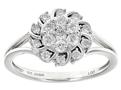 Prazana® Lab-Grown Diamonds 0.50ctw White Diamond Rhodium Over Silver Cluster Ring, H SI - Size 7