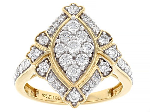 Prazana® Lab-Grown Diamonds 1.00ctw White Diamond 14k Yellow Gold Over Silver Cluster Ring, H SI - Size 8