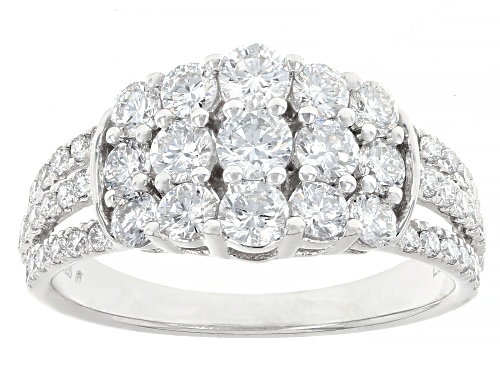 Prazana® Lab-Grown Diamonds 1.50ctw White Diamond Rhodium Over Silver Pyramid Ring, H SI - Size 6