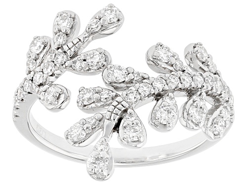 Prazana® Lab-Grown Diamonds 0.65ctw White Diamond Rhodium Over Sterling Bypass Silver Ring, H SI - Size 10