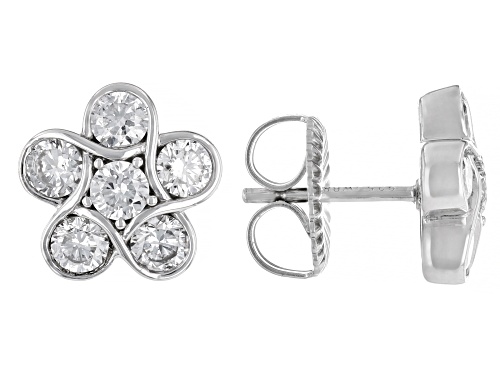 Prazana® Lab-Grown Diamonds 1.50ctw White Diamond Rhodium Over Silver Flower Earrings, H SI