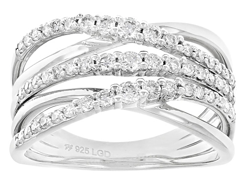 Prazana® Lab-Grown Diamonds 0.62ctw White Diamond Rhodium Over Sterling Silver Ring, H SI1 - Size 7