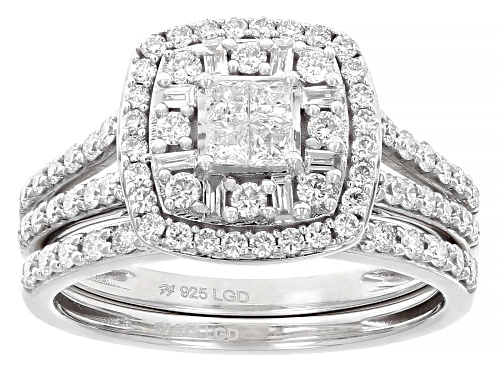 Prazana® Lab-Grown Diamonds 1.00ctw White Diamond Rhodium Over Sterling Silver Ring Set, H SI1 - Size 7