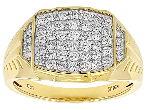 Prazana® Lab-Grown Diamonds 1.00ctw White Diamond 14K Gold Over Silver Men's Ring, H SI - Size 10