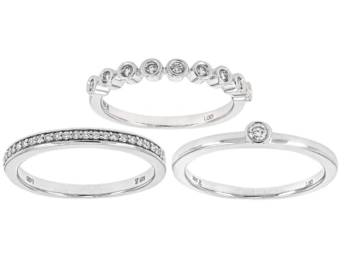 Prazana® Lab-Grown Diamonds 0.33ctw White Diamond Rhodium Over Sterling Silver Ring Set, H SI - Size 7