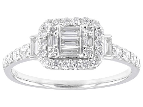 Prazana® Lab-Grown Diamonds 0.60ctw White Diamond Rhodium Over Sterling Silver Ring, H SI1 - Size 7