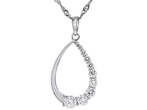 Prazana® Lab-Grown Diamonds 0.75ctw White Diamond Rhodium Over Sterling Silver Pendant, G-H SI