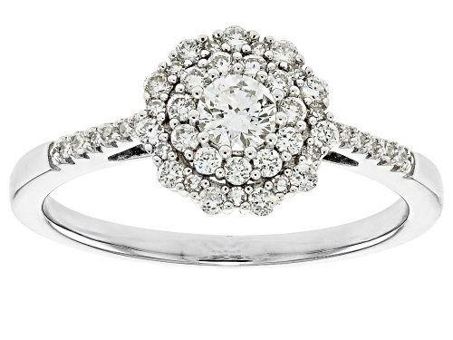 Prazana® Lab-Grown Diamonds 0.45ctw White Diamond Rhodium Over Sterling Silver Ring, G-H SI - Size 8