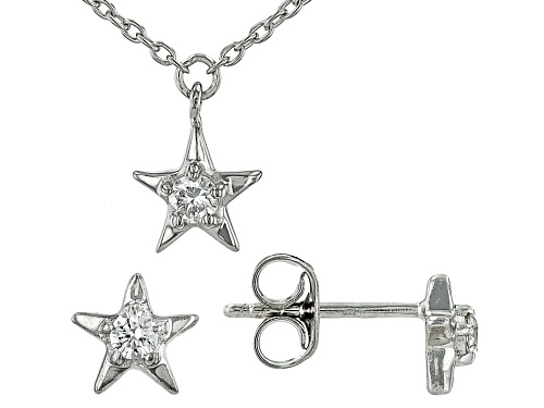 Prazana® Lab-Grown Diamonds 0.19ctw White Diamond Rhodium Over Silver Necklace And Earring Set, H SI