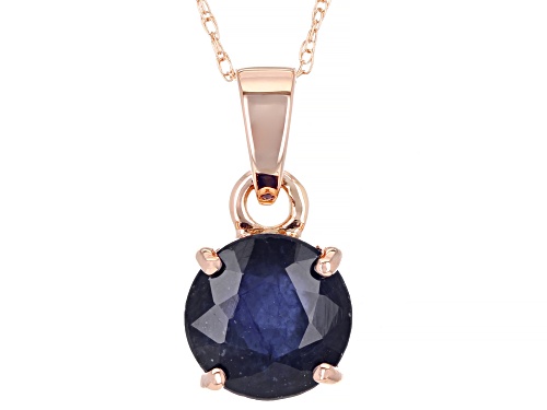 1.70ct Round Blue Mahaleo(R) Sapphire 14k Rose Gold Solitaire Pendant with Chain