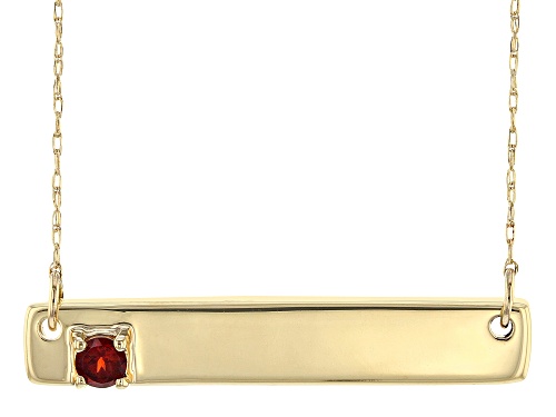 Photo of .12ct Round Vermelho Garnet™ Solitaire 10k Yellow Gold Bar Necklace - Size 18