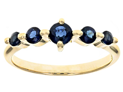 .70ctw Round Blue Sapphire 10k Yellow Gold 5-Stone Band Ring - Size 8
