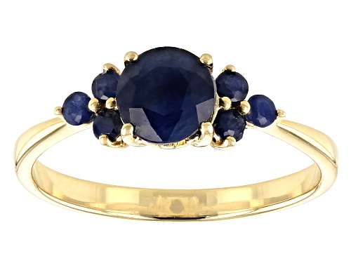 Photo of 1.08ctw Round Blue Sapphire 10k Yellow Gold Ring - Size 8