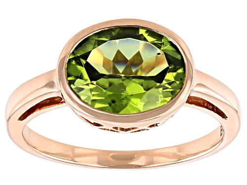 2.29ct Oval Manchurian Peridot™ Solitaire, 10k Rose Gold Ring - Size 8