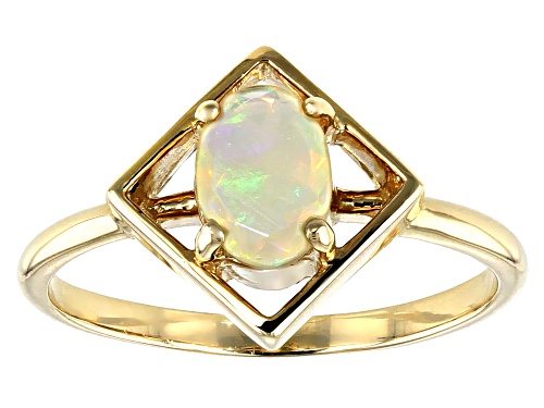 .38ct Oval Ethiopian Opal Solitaire 10k Yellow Gold Ring - Size 7