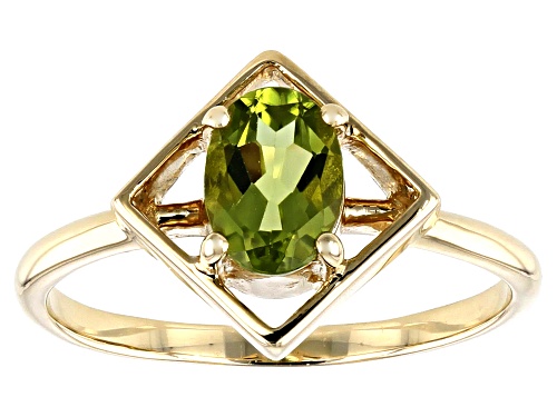 Photo of .72ct Oval Manchurian Peridot(TM) Solitaire 10k Yellow Gold Ring - Size 7