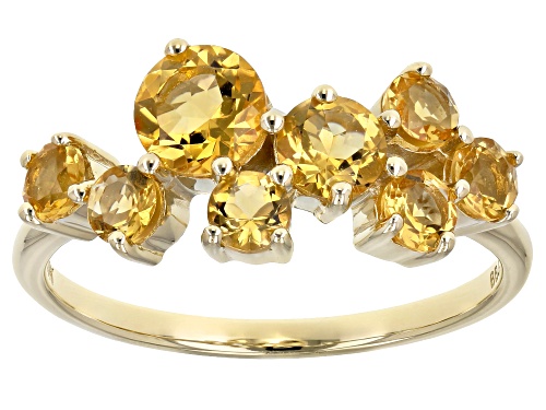 1.12ctw 3mm, 4mm and 5mm Round Citrine 10k Yellow Gold Band Ring - Size 6