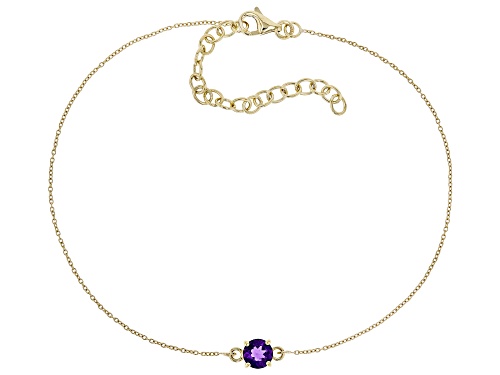 Photo of .37ct Round African Amethyst Solitaire, 10k Yellow Gold Bracelet - Size 8