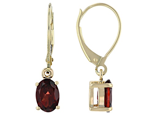 1.62ctw Oval Vermelho Garnet™ Solitaires, 10k Yellow Gold Dangle Earrings