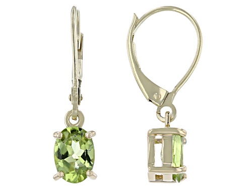 Photo of 1.45ctw Oval Manchurian Peridot™ Solitaires, 10k Yellow Gold Dangle Earrings