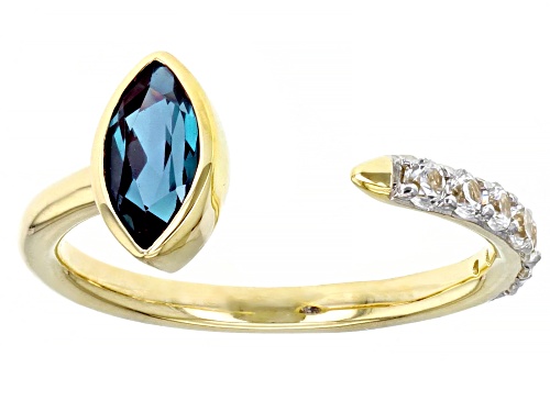 0.74ct Marquise Lab Alexandrite With 0.38ctw Round White Zircon 10k Yellow Gold Ring - Size 9