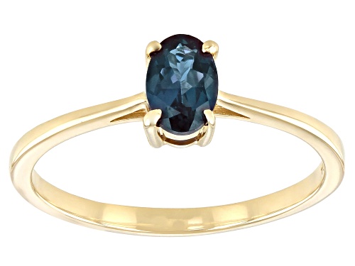 0.40ct Oval Lab Created Alexandrite 10k Yellow Gold Ring - Size 7