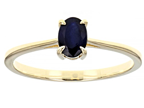 Photo of 0.48ct Oval Blue Sapphire 10k Yellow Gold Ring - Size 7
