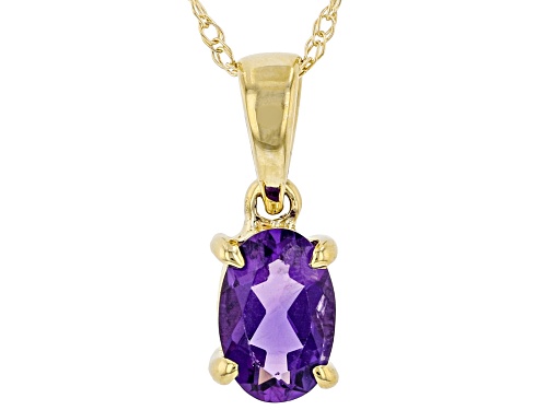 Photo of 0.34ct Oval African Amethyst 10K Yellow Gold Soliatire Pendant With Chain