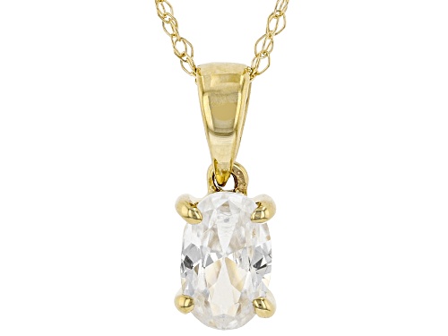 0.58ct Oval White Zircon 10K Yellow Gold Solitaire Pendant With Chain