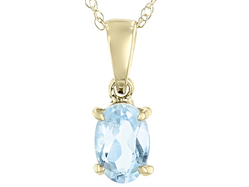 Photo of 0.43ct Oval Glacier Topaz™ 10k Yellow Gold Solitaire Pendant With Chain
