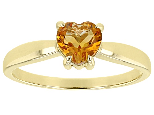 Photo of .60ct Heart Shape Brazilian Citrine 10k Yellow Gold Solitaire Ring - Size 8