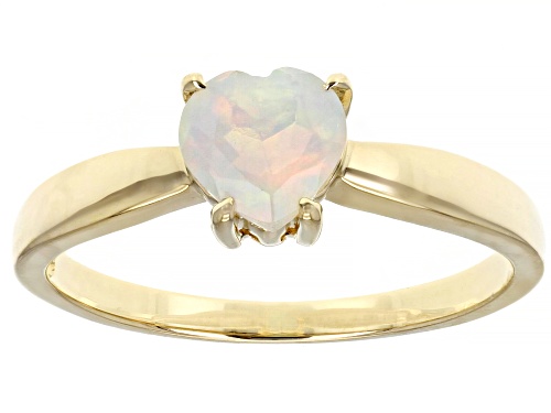 0.30ctw Heart Shaped Ethiopian Opal 10k Yellow Gold Heart Ring - Size 9