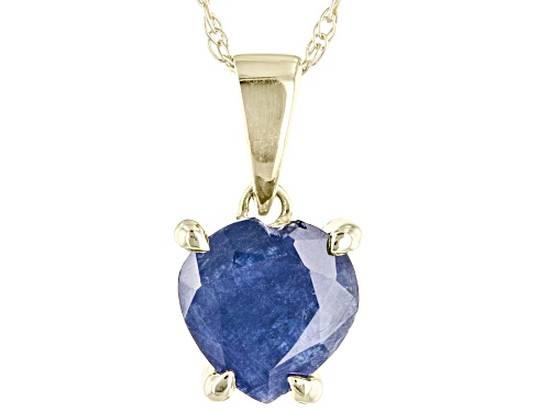 Photo of 0.75ct Heart Shape Sapphire 10K Yellow Gold Pendant With Chain