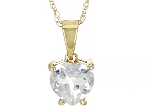 Photo of 0.75ct Round White Topaz 10K Yellow Gold Pendant With Chain
