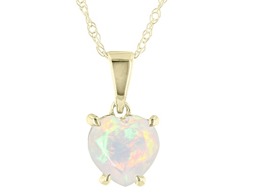 0.30ct Multi Color Opal 10K Yellow Gold Pendant With Chain