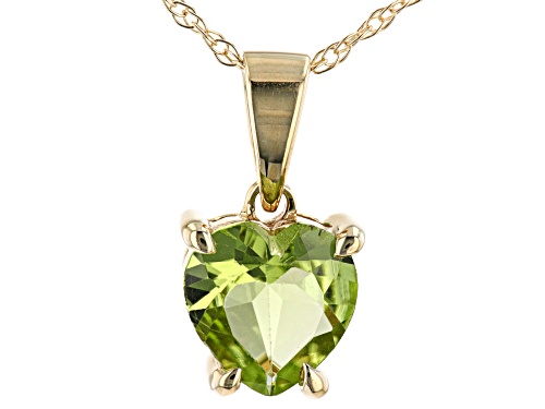 .65ct Heart Shape Manchurian Peridot™ 10k Yellow Gold Pendant With Chain